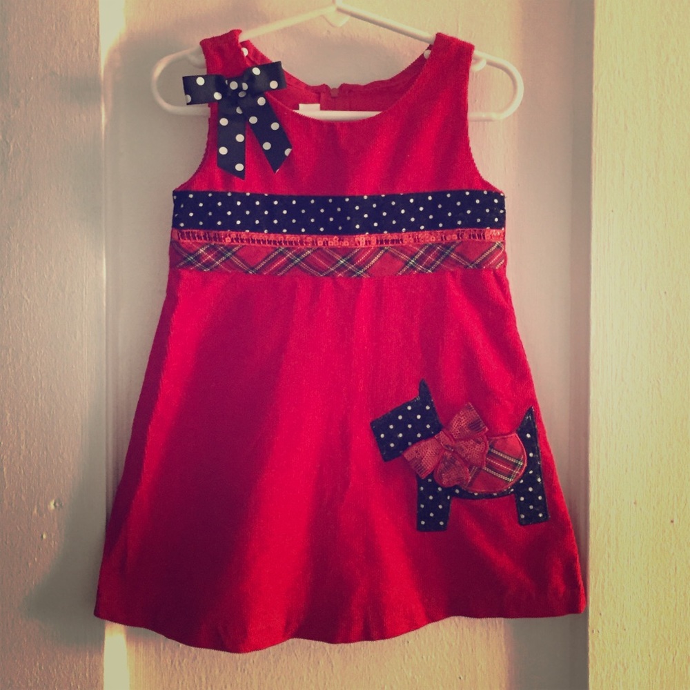 2/$20 or 3/$25 size 2T red corduroy dress by Bonnie Jean
